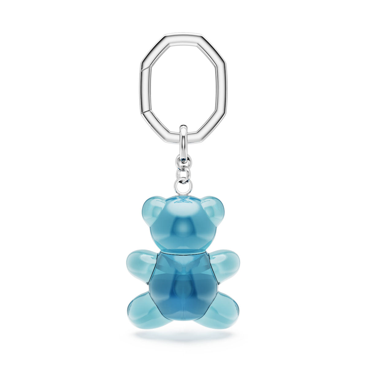Teddy key ring, Bear, Blue, Rhodium plated