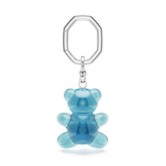Teddy key ring, Bear, Blue, Rhodium plated