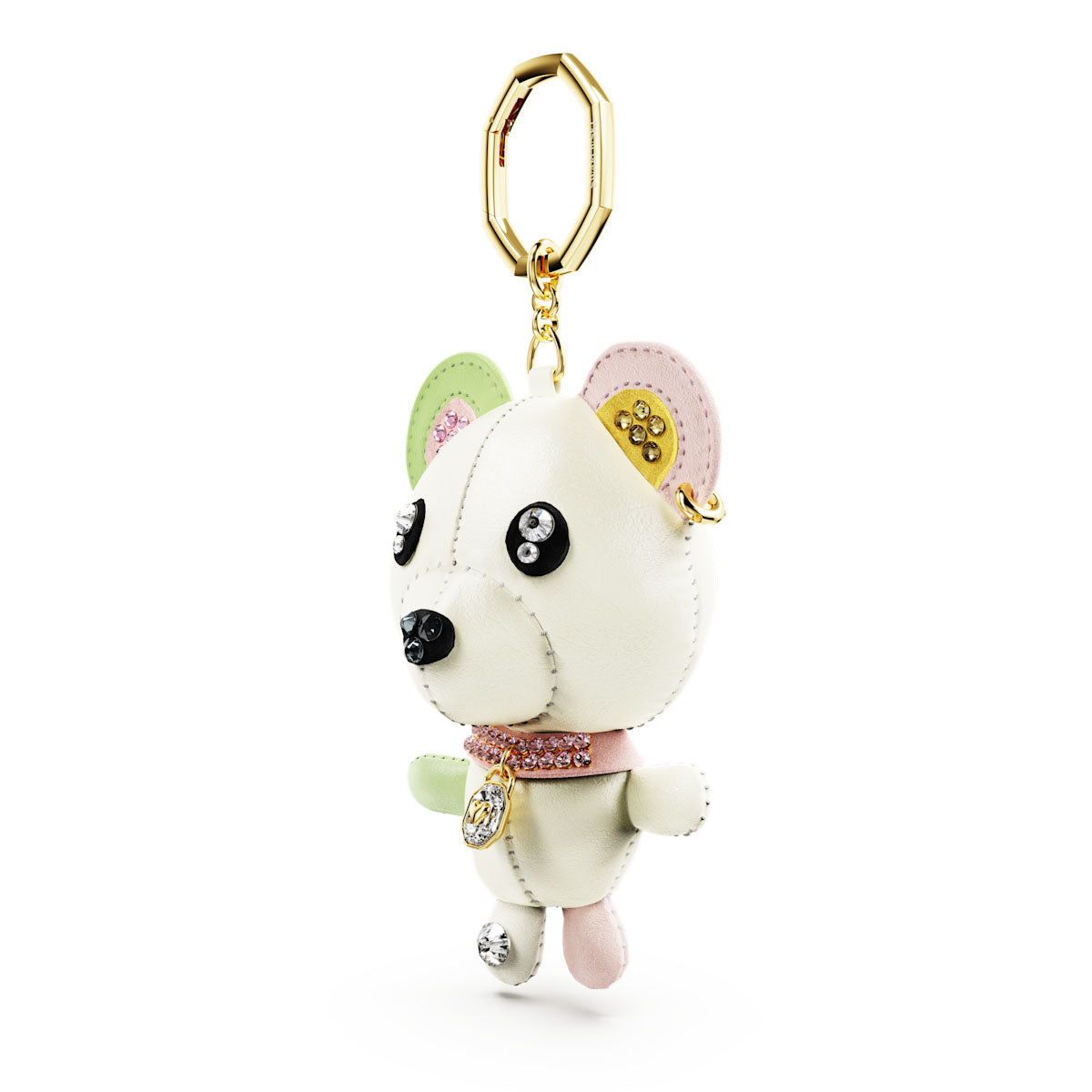 Teddy bag charm, Bear, Multicolored, Gold-tone plated