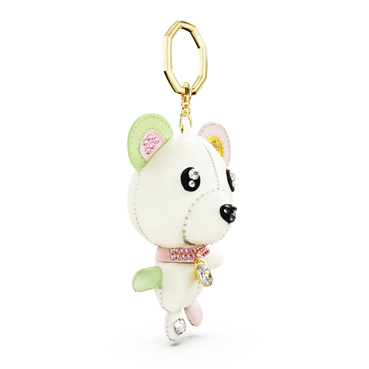 Teddy bag charm, Bear, Multicolored, Gold-tone plated