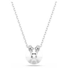 Bella V pendant Round cut, Blue, Rhodium plated