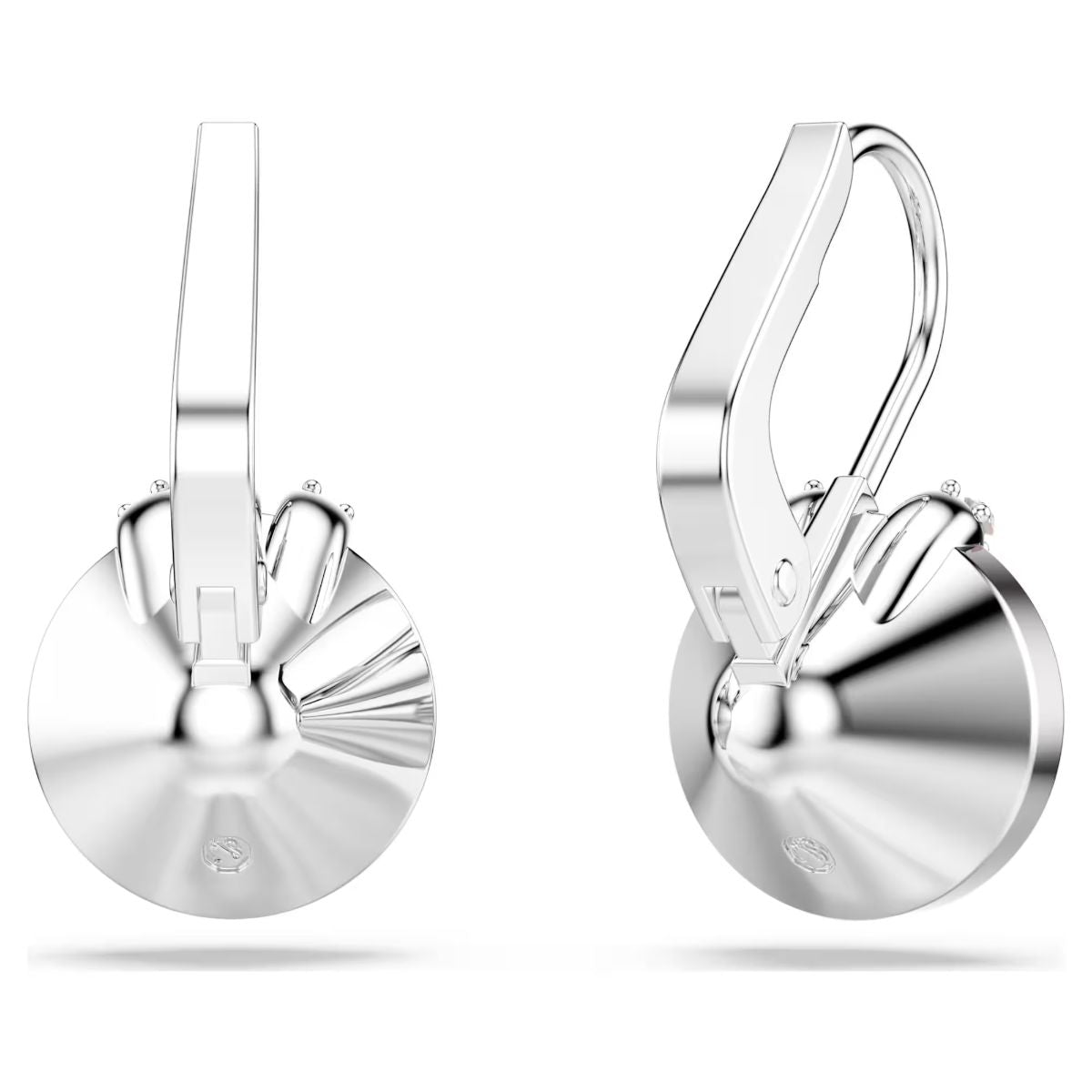 Bella V drop earrings Round cut, Pink, Rhodium plated