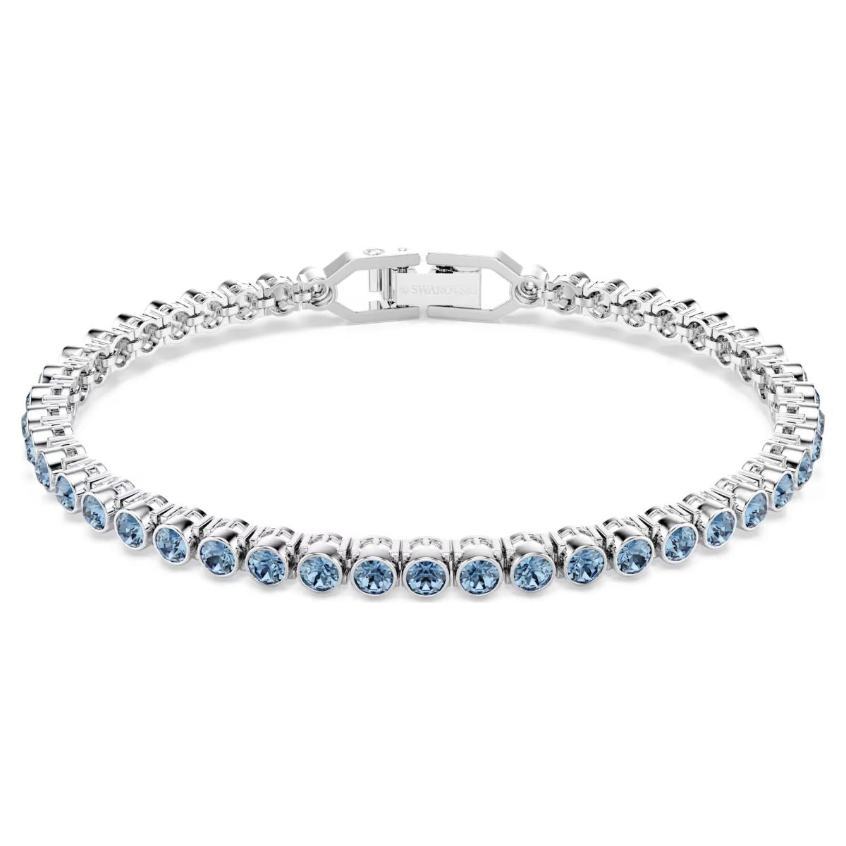 Imber Emily Tennis bracelet Round cut, Blue, Rhodium plated