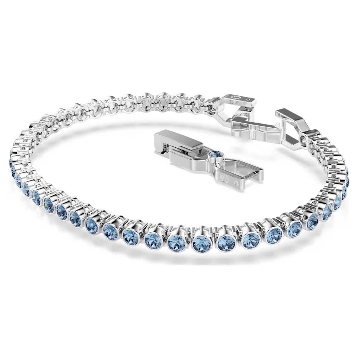 Imber Emily Tennis bracelet Round cut, Blue, Rhodium plated