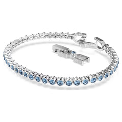 Imber Emily Tennis bracelet Round cut, Blue, Rhodium plated