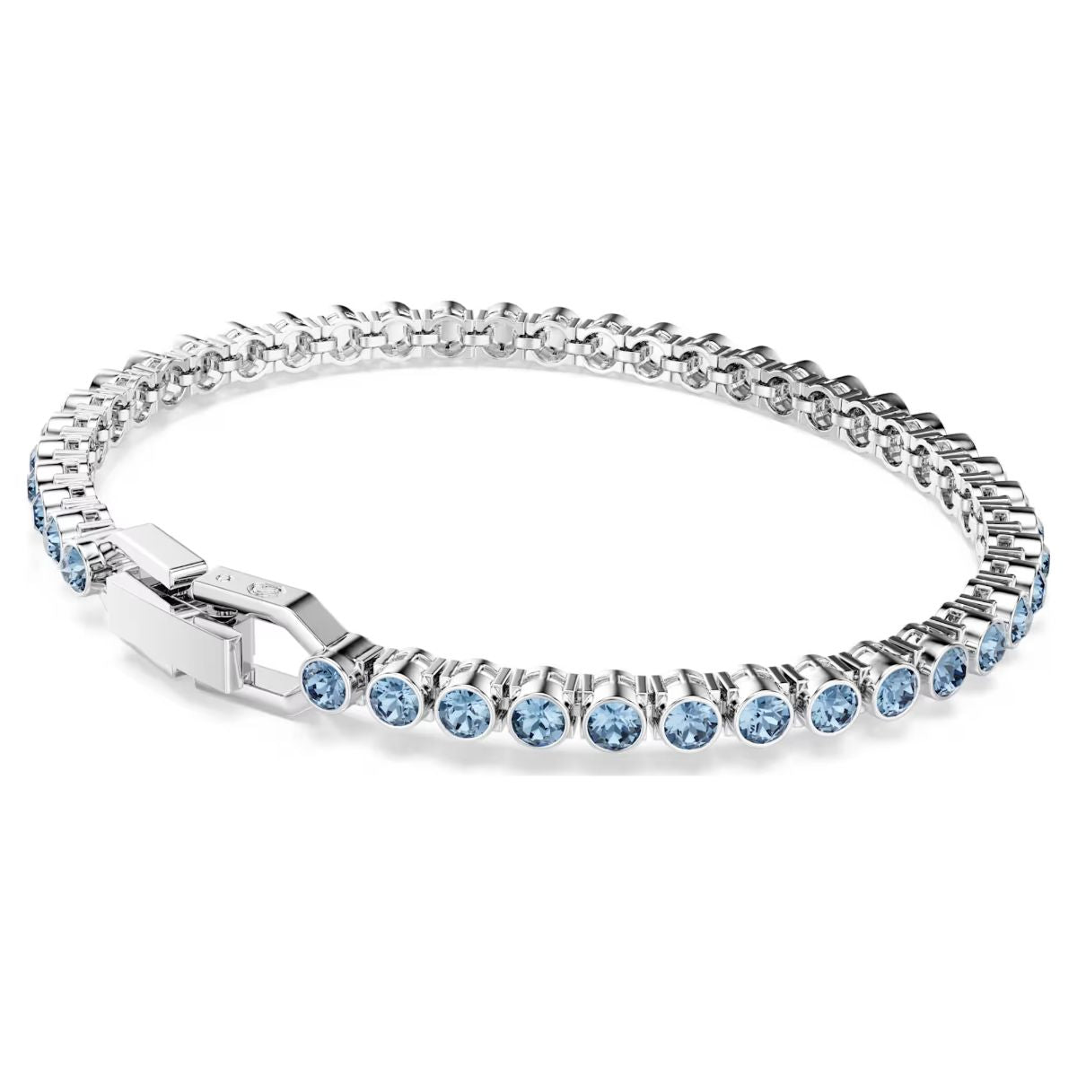 Imber Emily Tennis bracelet Round cut, Blue, Rhodium plated