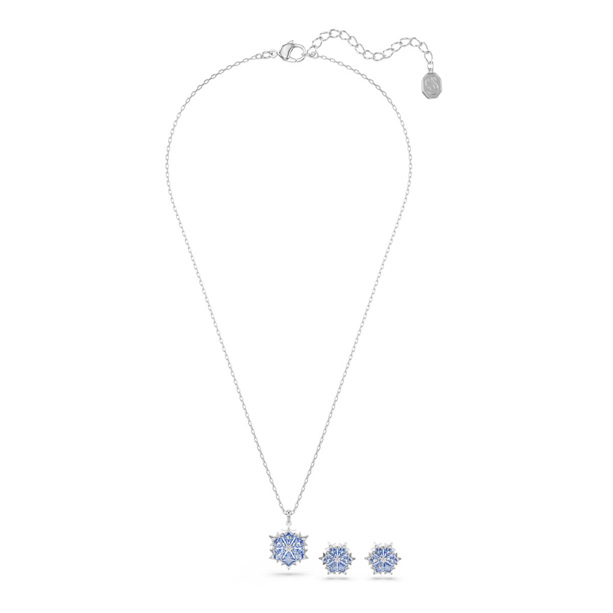 Magic set, Snowflake, Blue, Rhodium plated