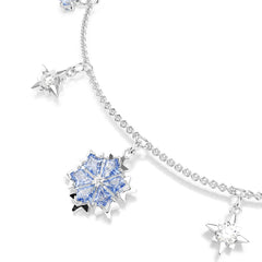 Magic bracelet, Snowflake, Blue, Rhodium plated