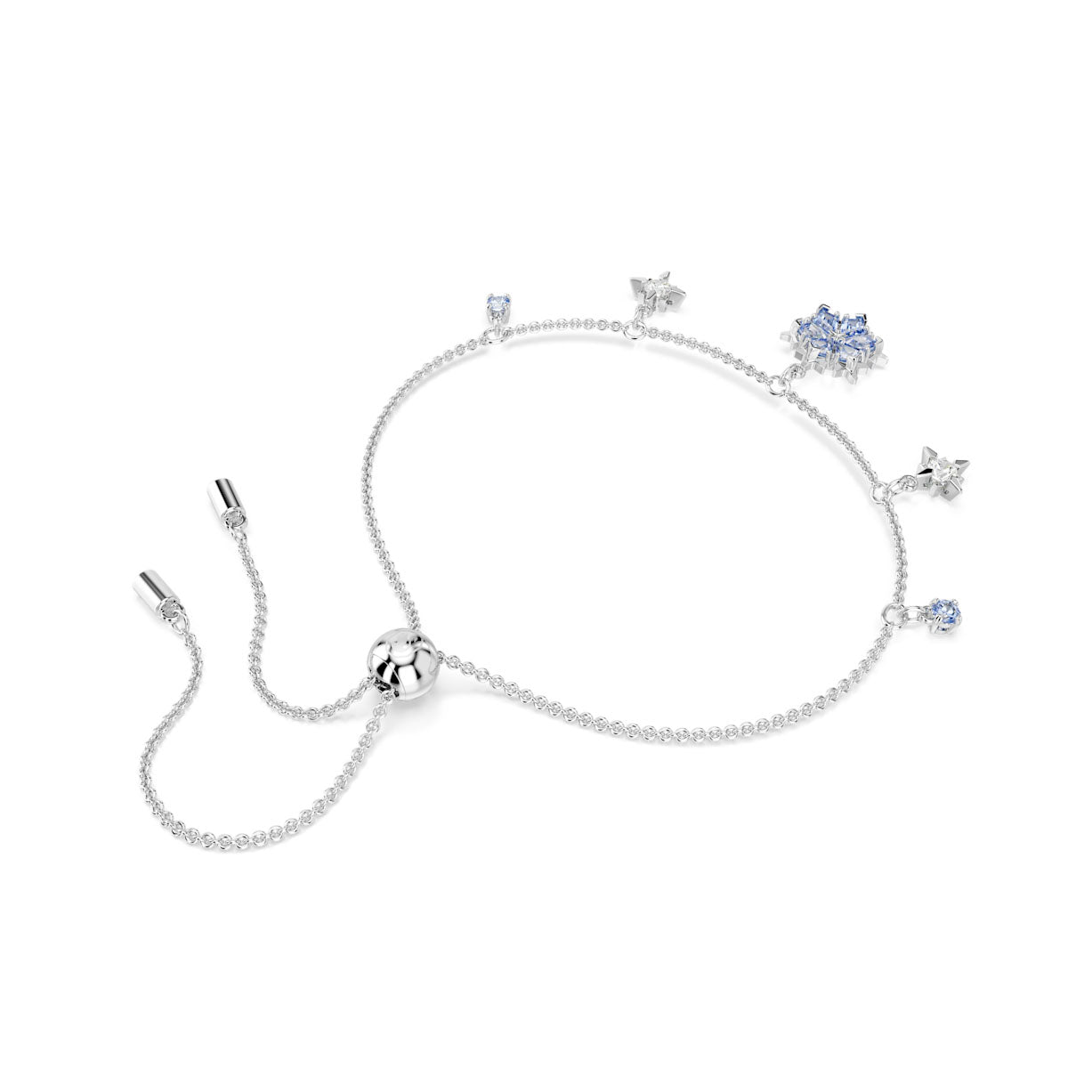 Magic bracelet, Snowflake, Blue, Rhodium plated