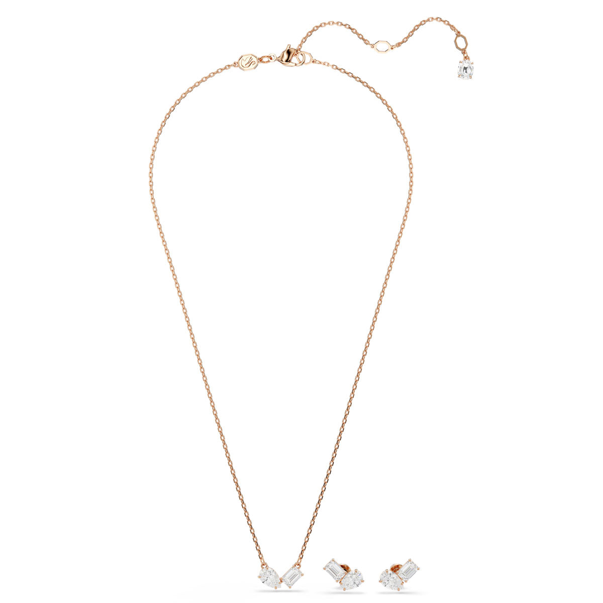 Mesmera set, Pear cut, Octagon cut, White, Rose gold-tone plated