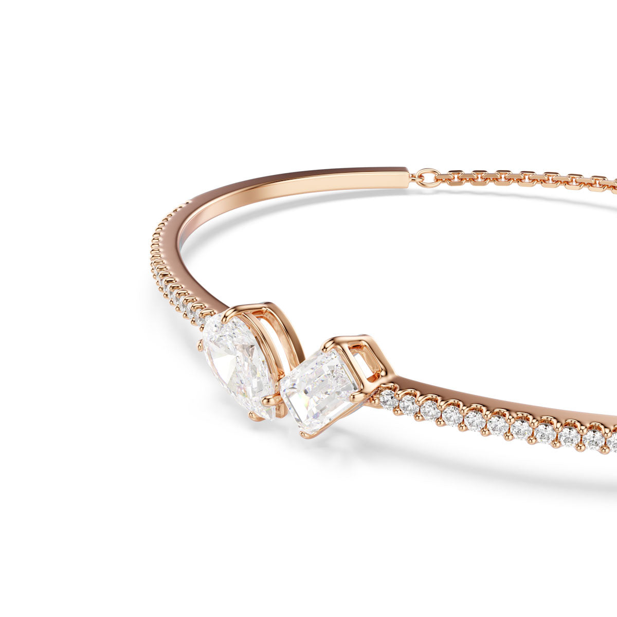 Mesmera bangle, Mixed cuts, White, Rose gold-tone plated