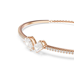 Mesmera bangle, Mixed cuts, White, Rose gold-tone plated
