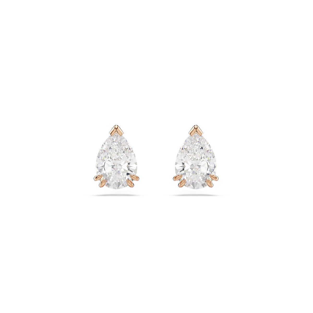 Stilla stud earrings, Pear cut, White, Rose gold-tone plated
