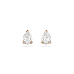 Stilla stud earrings, Pear cut, White, Rose gold-tone plated