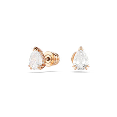 Stilla stud earrings, Pear cut, White, Rose gold-tone plated