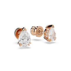 Stilla stud earrings, Pear cut, White, Rose gold-tone plated