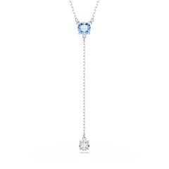 Stilla Attract Y necklace, Round cut, Blue, Rhodium plated