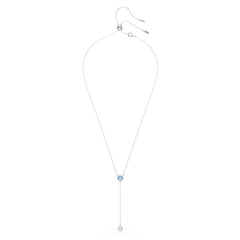 Stilla Attract Y necklace, Round cut, Blue, Rhodium plated