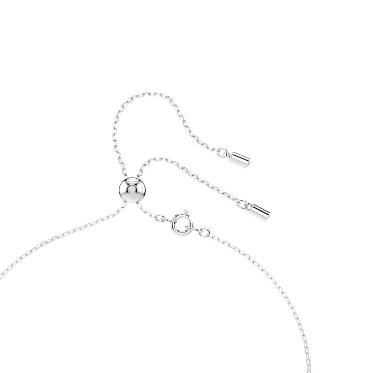 Stilla Attract Y necklace, Round cut, Blue, Rhodium plated