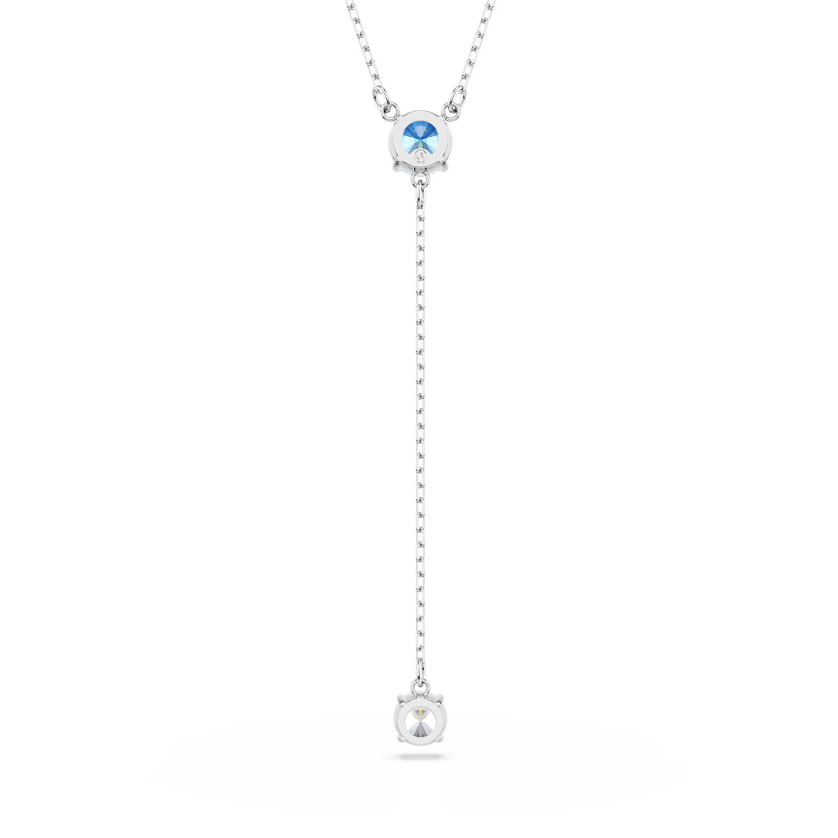 Stilla Attract Y necklace, Round cut, Blue, Rhodium plated