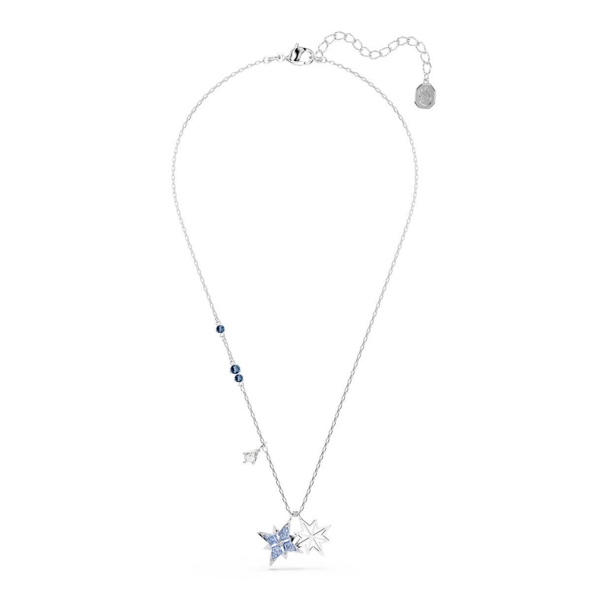 Symbolica pendant, Star, Blue, Rhodium plated