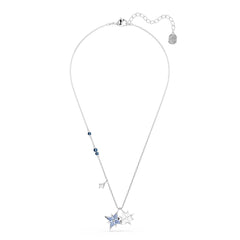 Symbolica pendant, Star, Blue, Rhodium plated