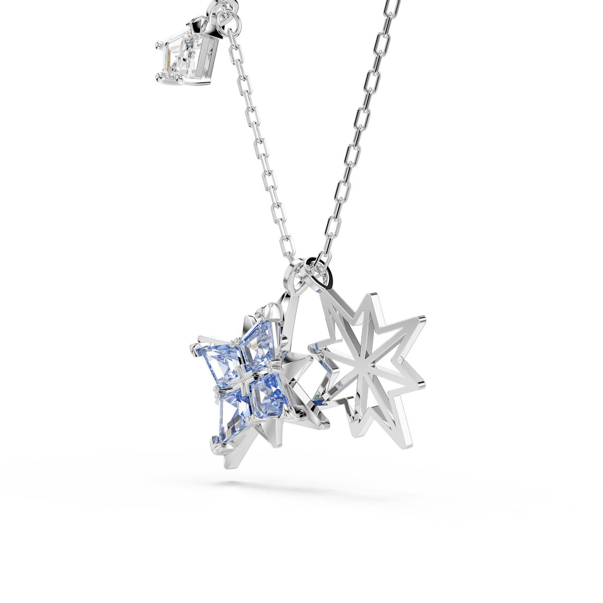 Symbolica pendant, Star, Blue, Rhodium plated