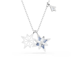 Symbolica pendant, Star, Blue, Rhodium plated