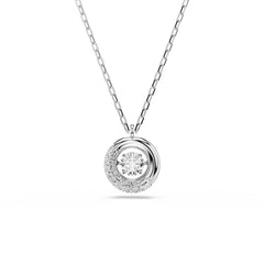 Dextera pendant, Round cut, White, Rhodium plated