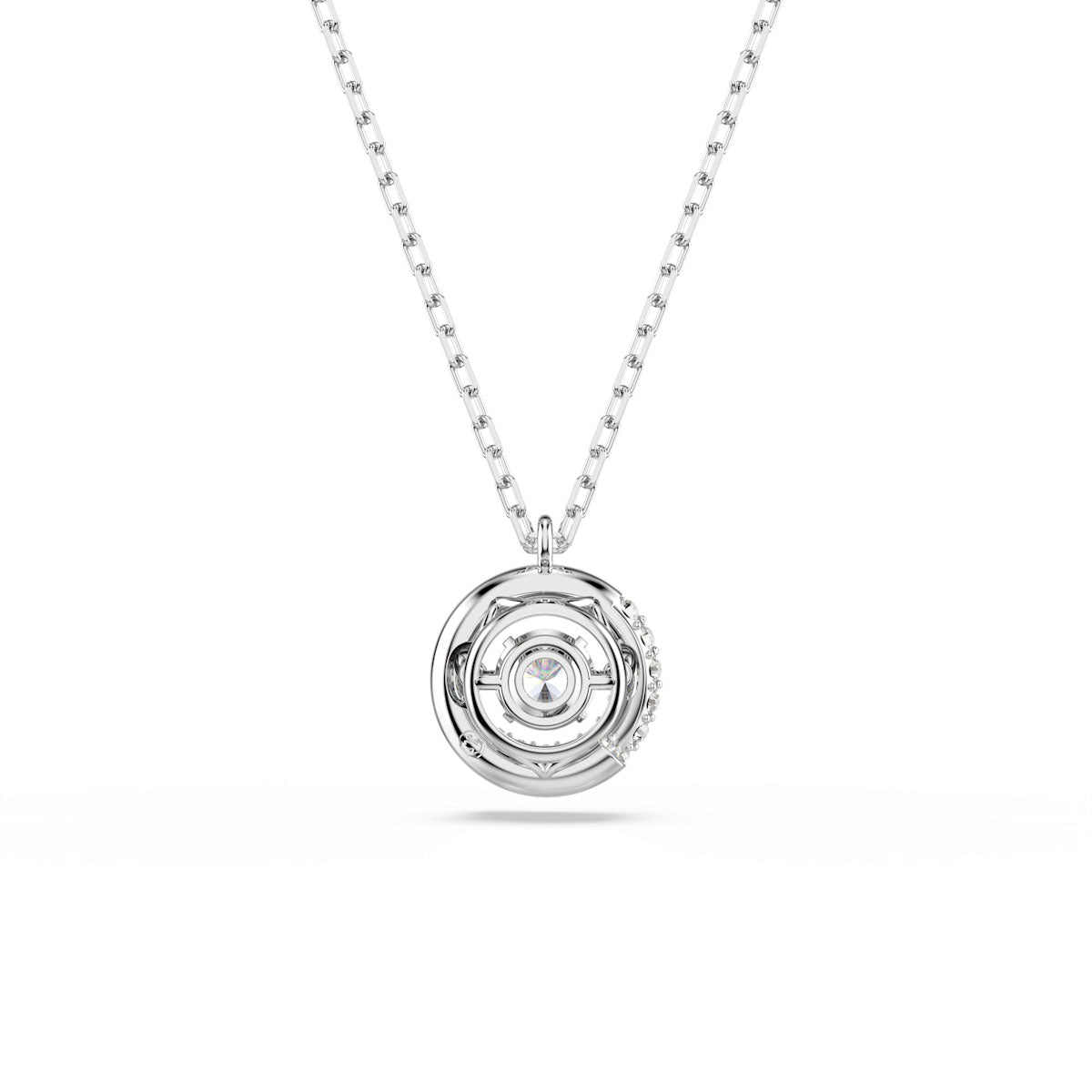 Dextera pendant, Round cut, White, Rhodium plated