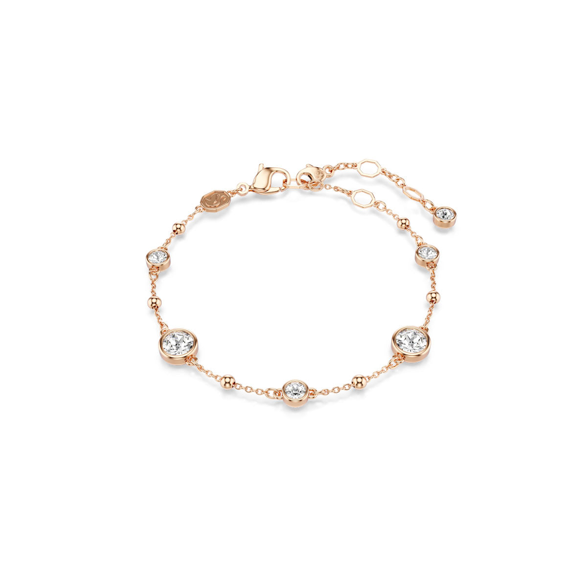 Imber bracelet, Round cut, White, Rose gold-tone plated