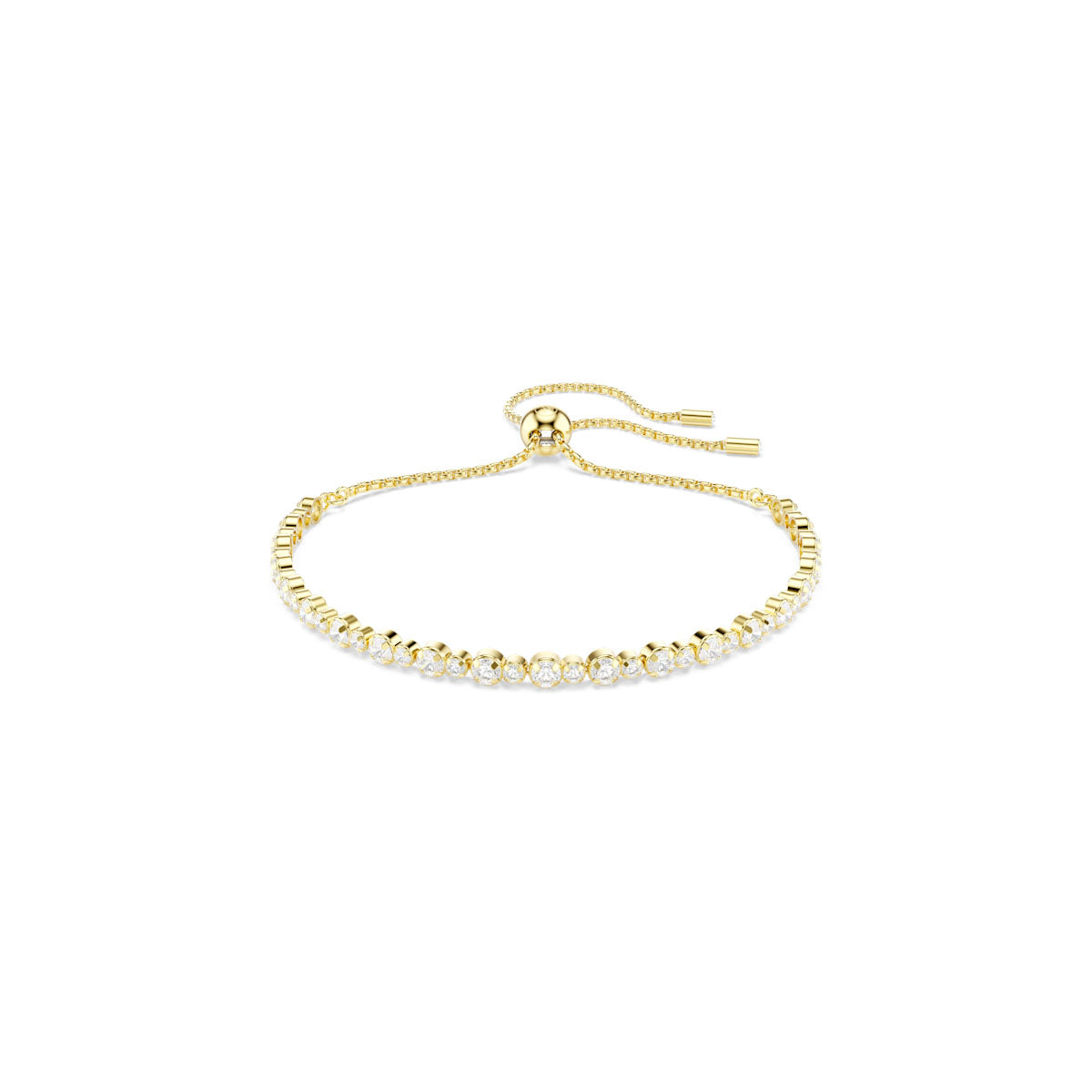 Matrix Tennis bracelet, Round cut, White, Gold-tone plated