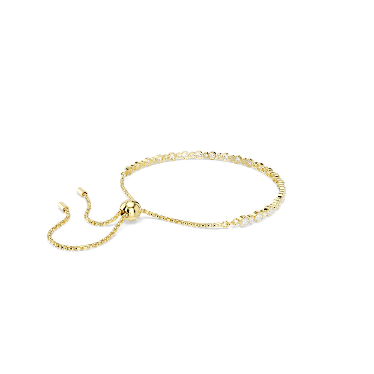 Matrix Tennis bracelet, Round cut, White, Gold-tone plated