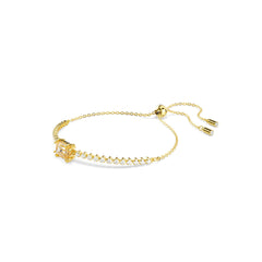 Matrix Tennis bracelet, Mixed cuts, Caramel, Gold-tone plated