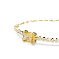 Matrix Tennis bracelet, Mixed cuts, Caramel, Gold-tone plated