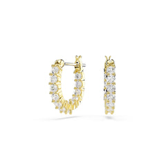 Matrix Vittore hoop earrings, Round cut, White, Gold-tone plated