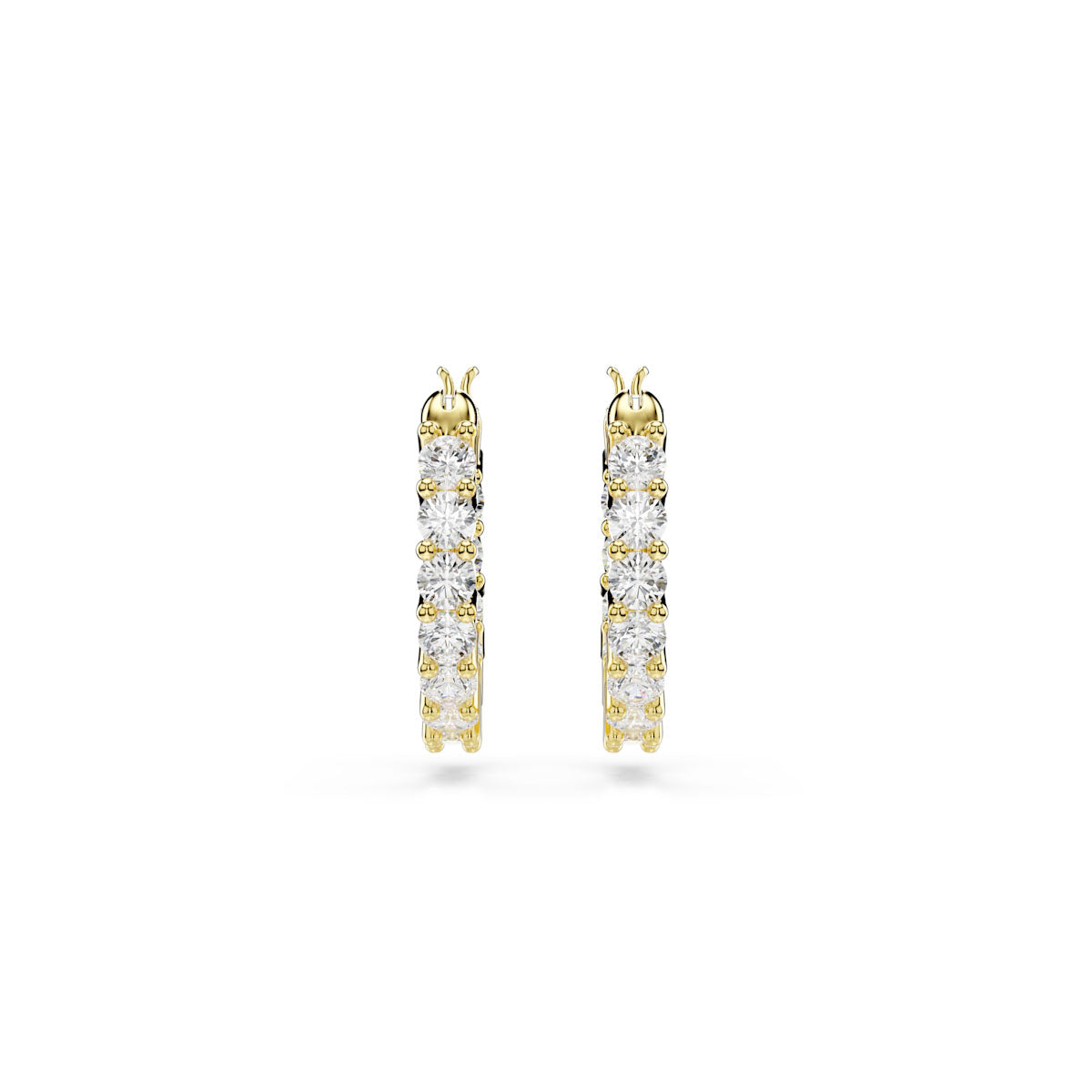 Matrix Vittore hoop earrings, Round cut, White, Gold-tone plated