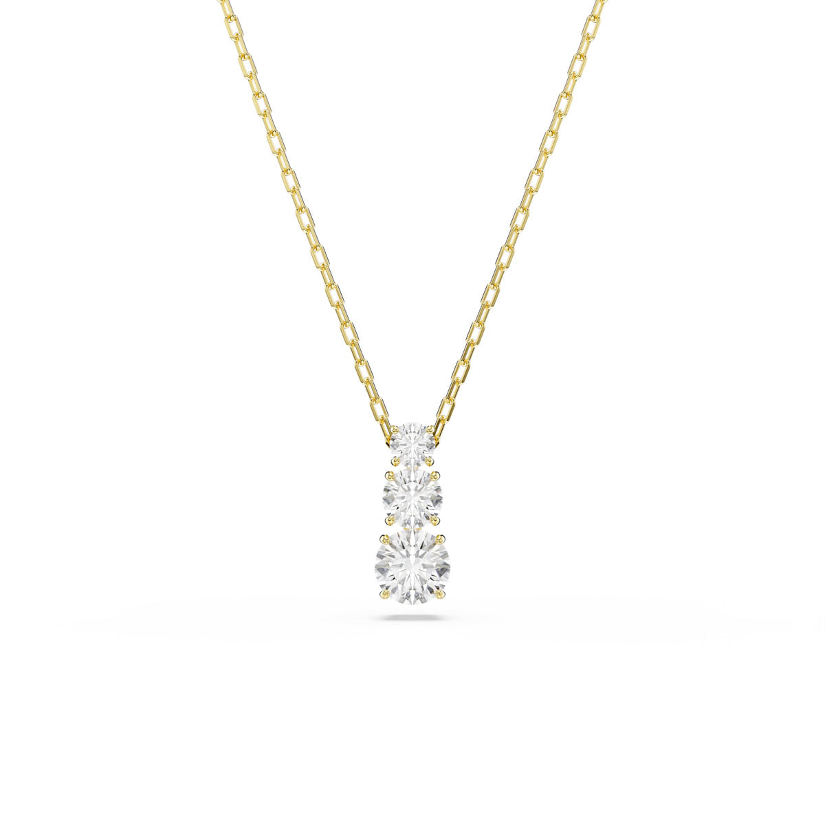 Stilla Attract pendant, Round cut, White, Gold-tone plated