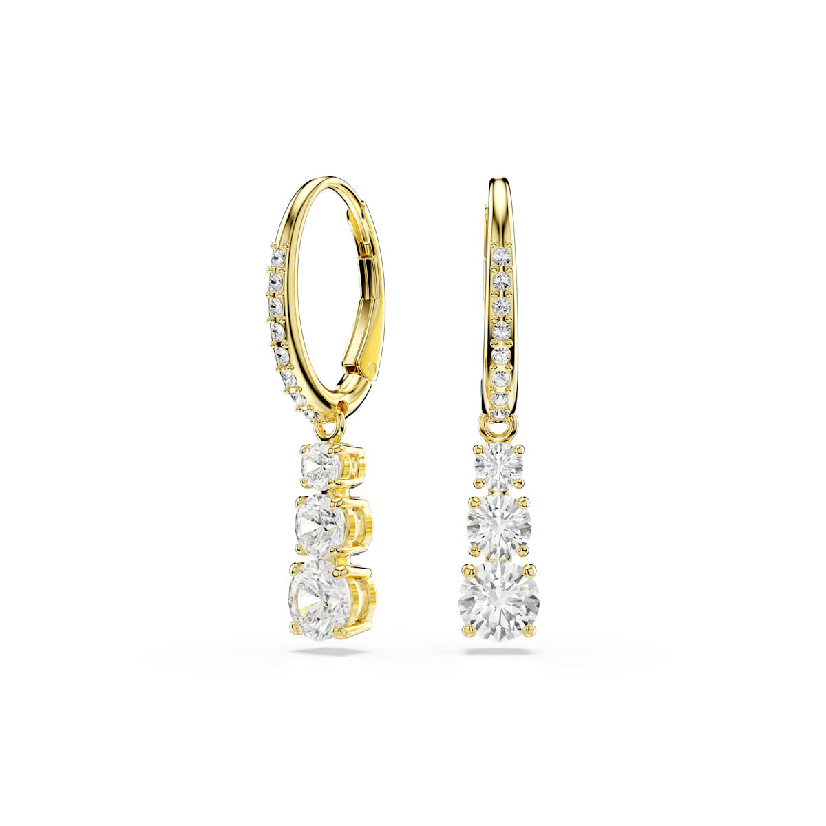 Stilla Attract hoop earrings, Round cut, White, Gold-tone plated