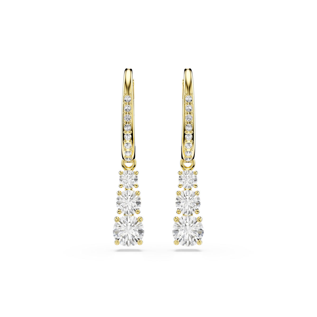 Stilla Attract hoop earrings, Round cut, White, Gold-tone plated