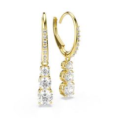 Stilla Attract hoop earrings, Round cut, White, Gold-tone plated