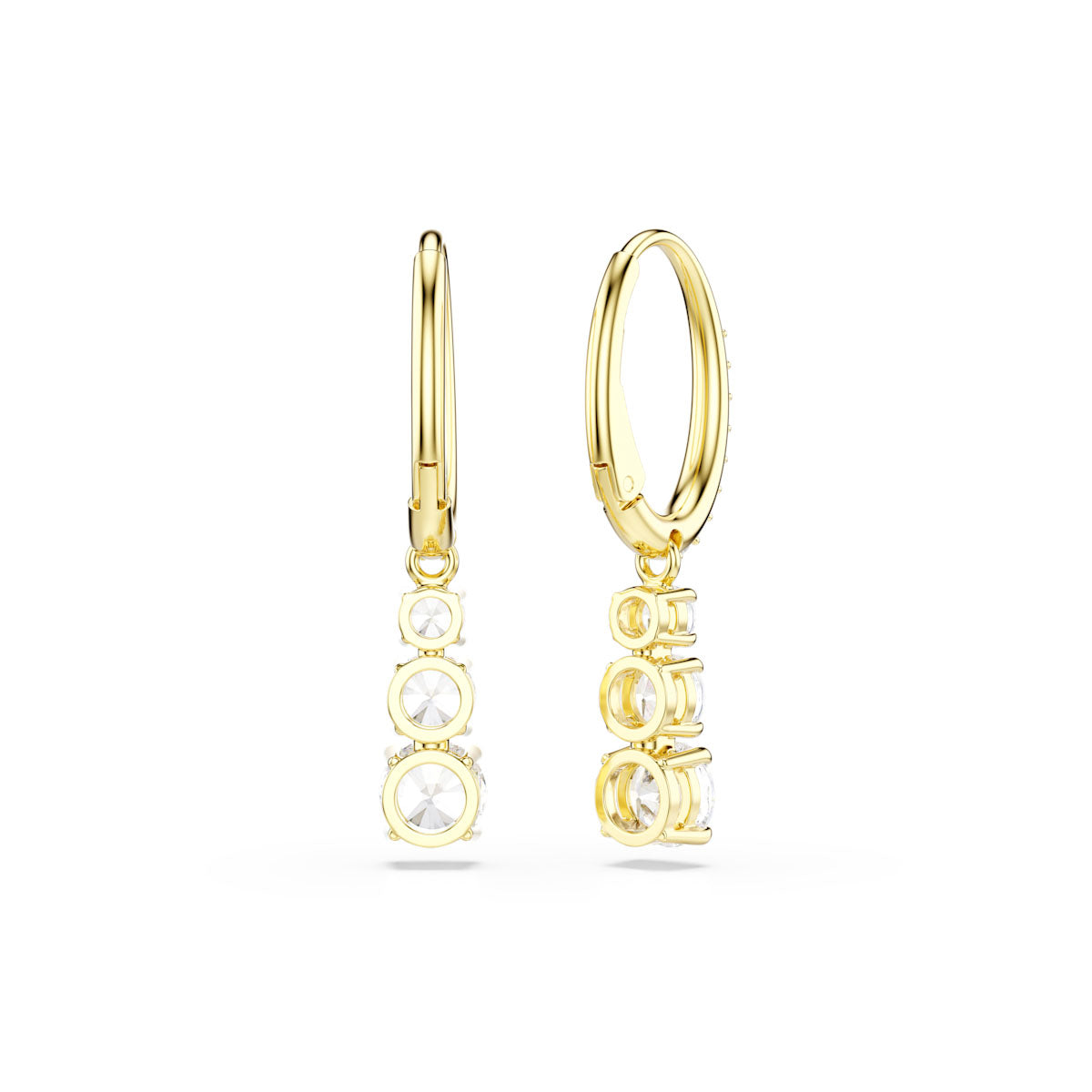 Stilla Attract hoop earrings, Round cut, White, Gold-tone plated