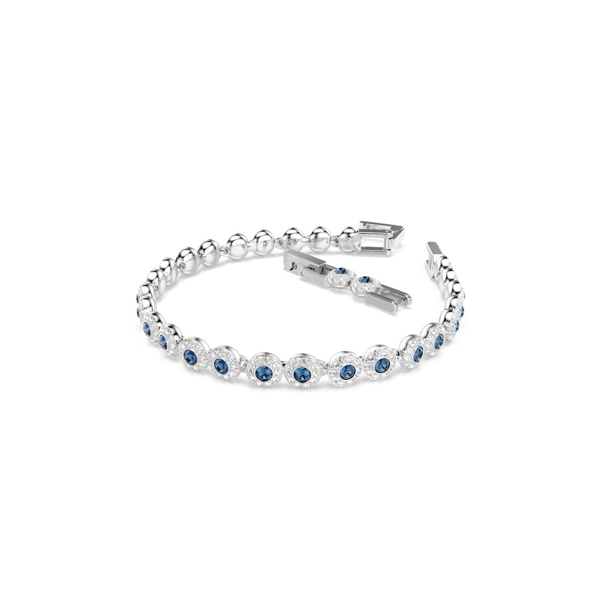 Una Angelic Tennis bracelet, Round cut, Blue, Rhodium plated