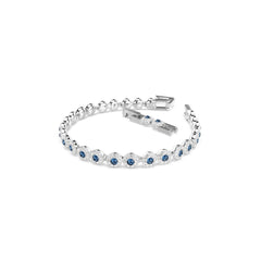 Una Angelic Tennis bracelet, Round cut, Blue, Rhodium plated