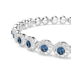 Una Angelic Tennis bracelet, Round cut, Blue, Rhodium plated