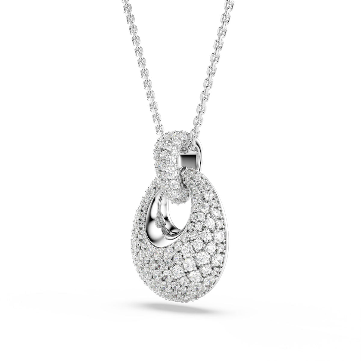 Sublima pendant, White, Rhodium plated