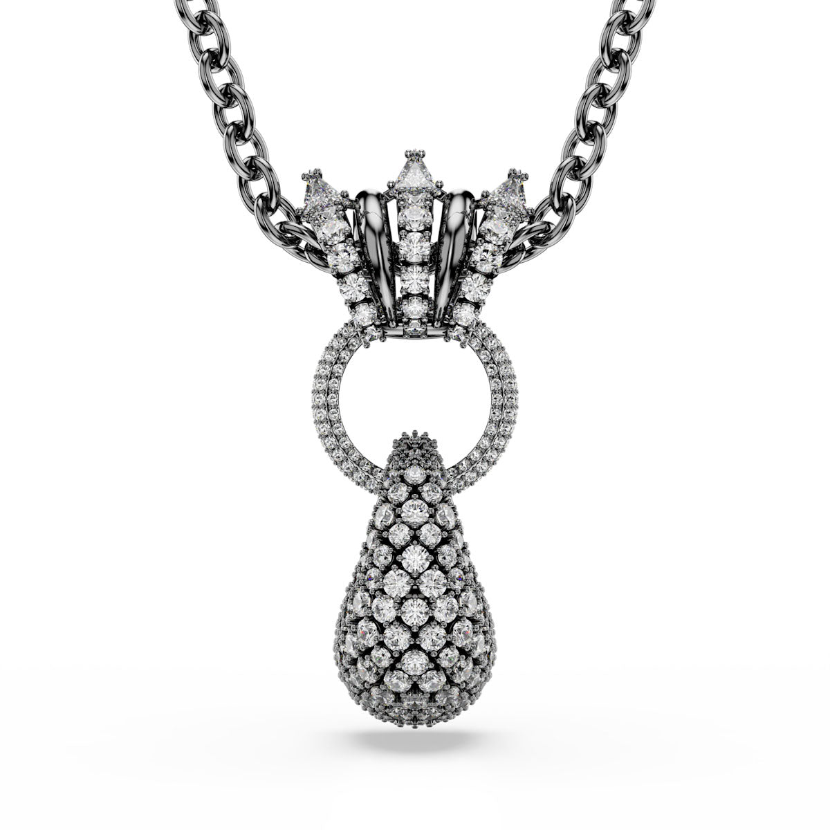 Sublima pendant, Mixed cuts, White, Ruthenium plated