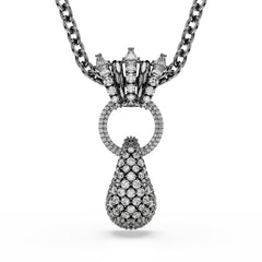 Sublima pendant, Mixed cuts, White, Ruthenium plated