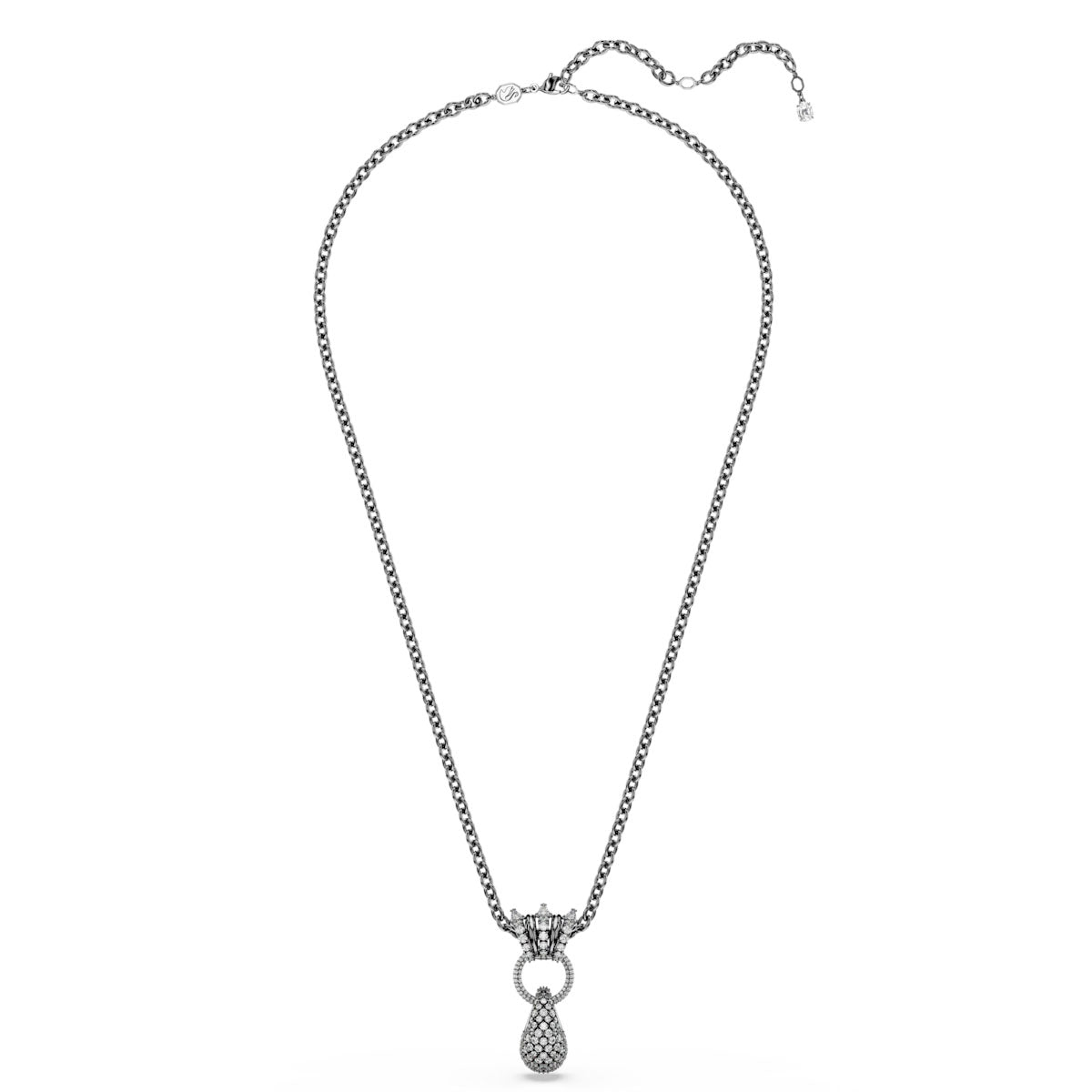 Sublima pendant, Mixed cuts, White, Ruthenium plated