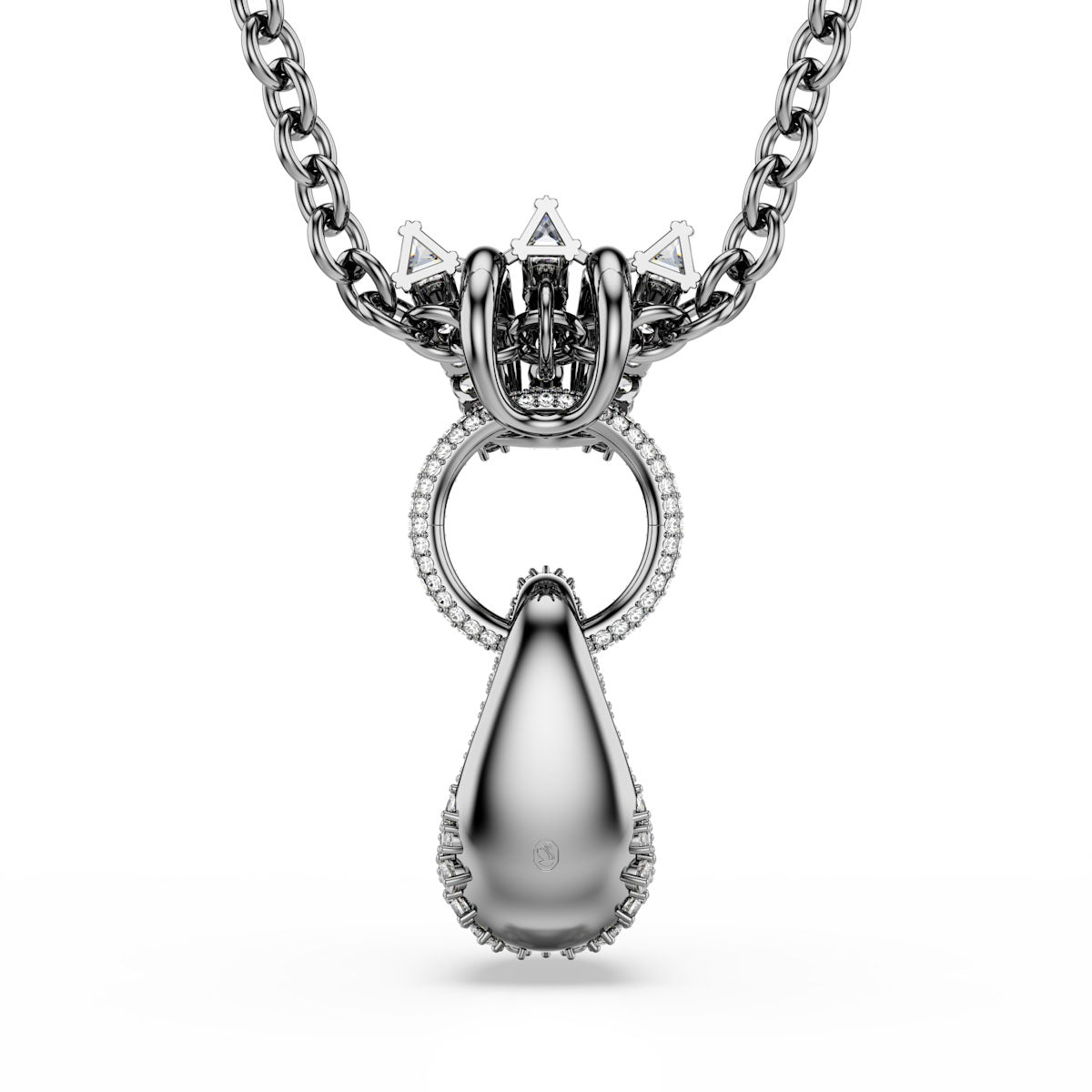Sublima pendant, Mixed cuts, White, Ruthenium plated